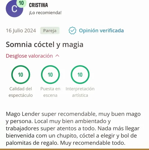 Captura real de opinión verificada sobre Mago Lender